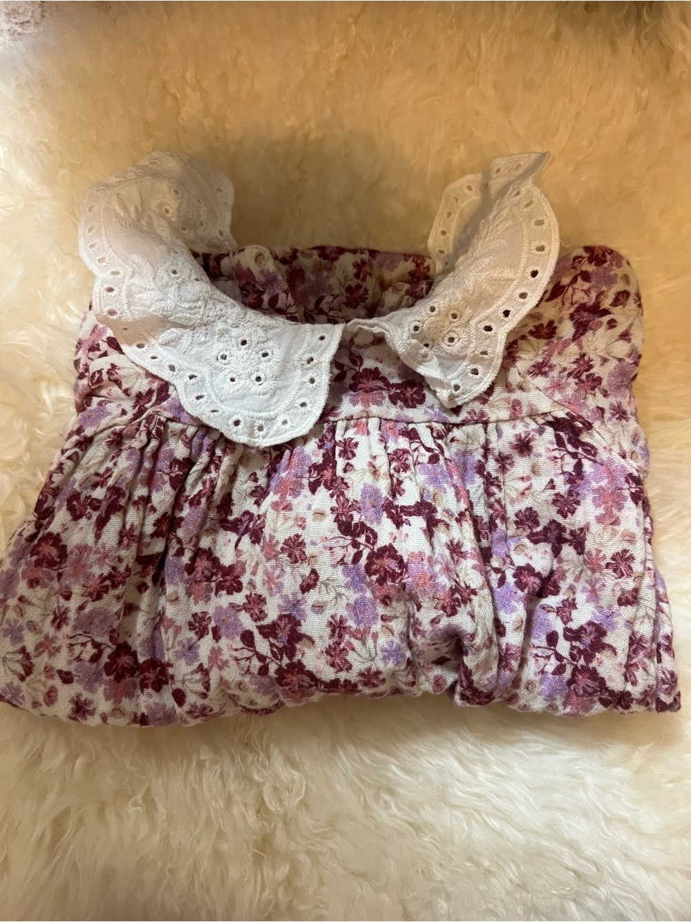 Chelsea and Violet Baby| Floral Eyelet Collar Dress - Pink & Purple Bloom